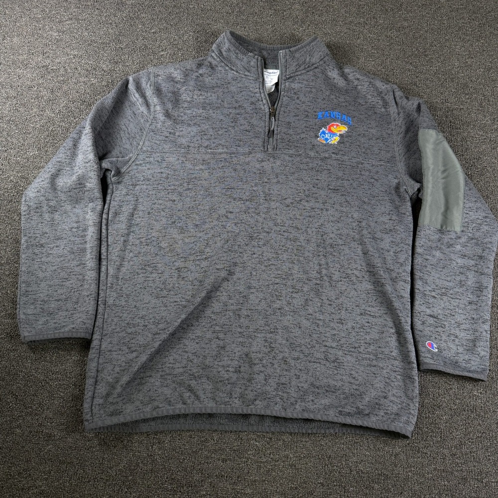 Kansas Jayhawks Pullover Mens XL Gray NCAA Basketball Champion EUC